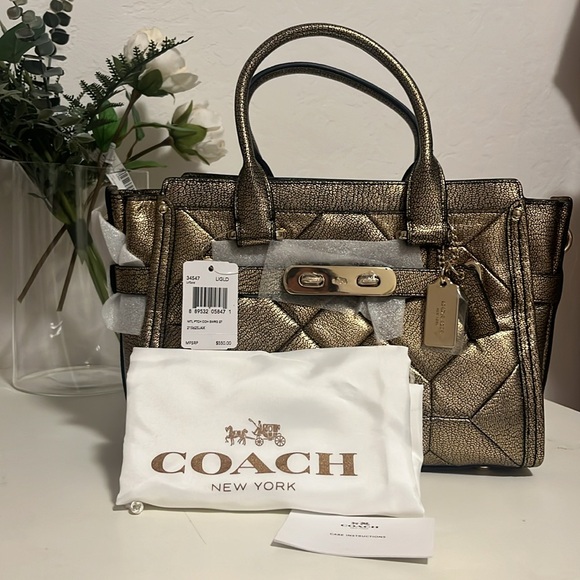 COACH｝Coach swagger 27 medium size satchel bag NWT rose gold #34547